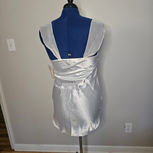 Vtg Dentelle NWT White Satin Chemise Short Negligee Nightgown with Lace Trim - Picture 5 of 10